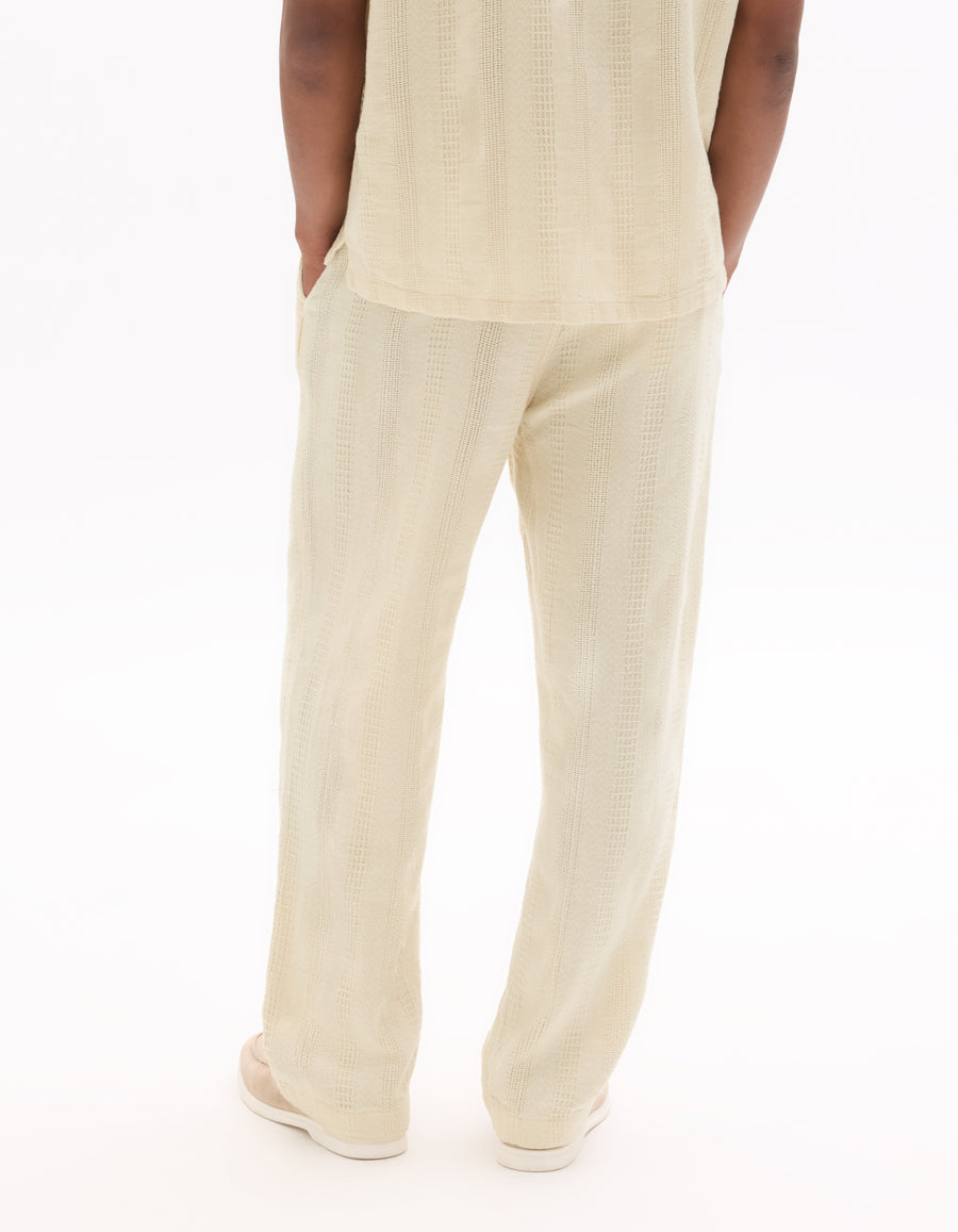 Straight Fit 100% Cotton Solid Casual Trouser - Beige