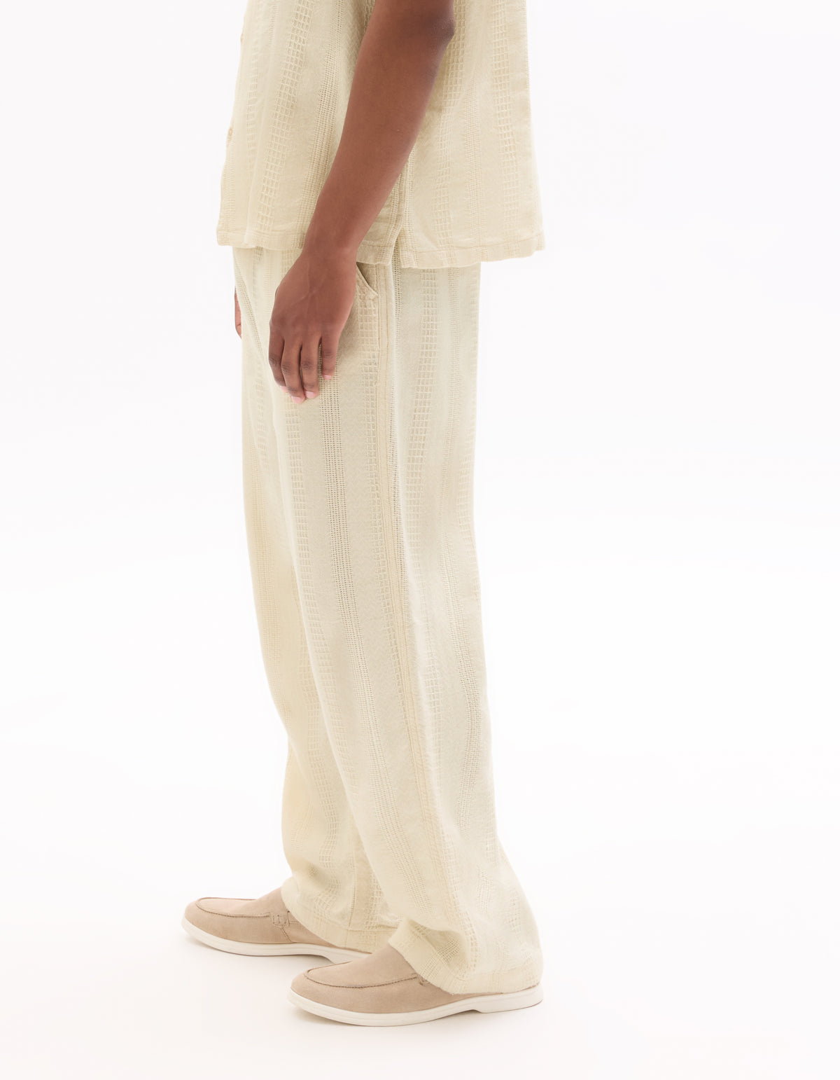 Straight Fit 100% Cotton Solid Casual Trouser - Beige