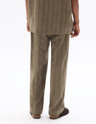 Straight Fit 100% Cotton Solid Casual Trouser - Brown
