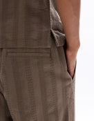 Straight Fit 100% Cotton Solid Casual Trouser - Brown