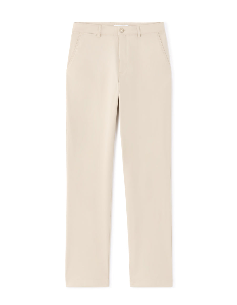 Straight Fit Polyester Casual Trousers - Beige