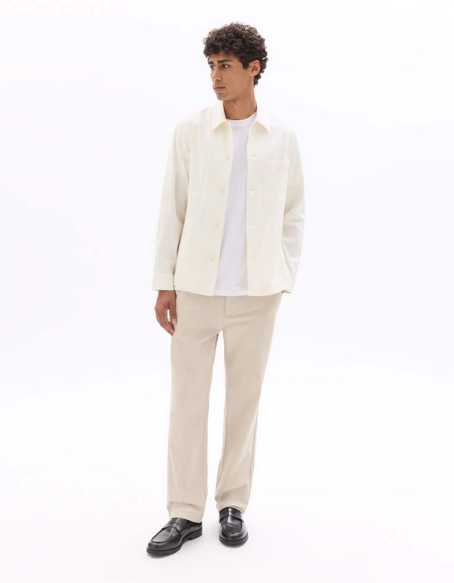 Straight Fit Polyester Casual Trousers - Beige