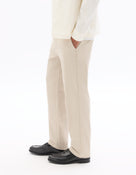 Straight Fit Polyester Casual Trousers - Beige