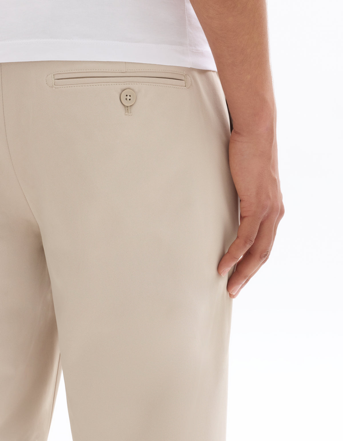 Straight Fit Polyester Casual Trousers - Beige
