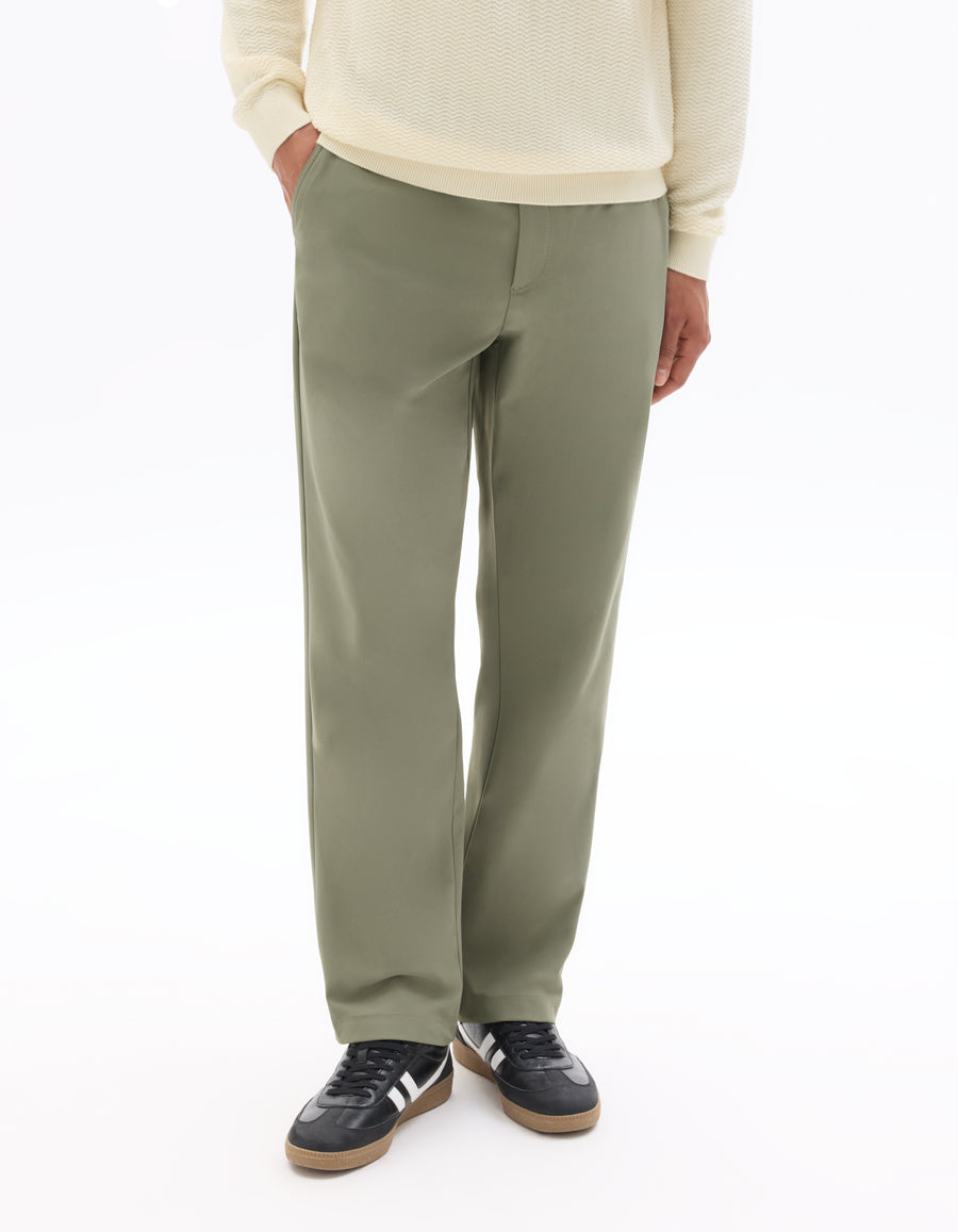 Straight Fit Polyester Casual Trousers - Green
