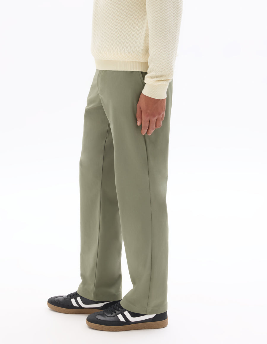 Straight Fit Polyester Casual Trousers - Green