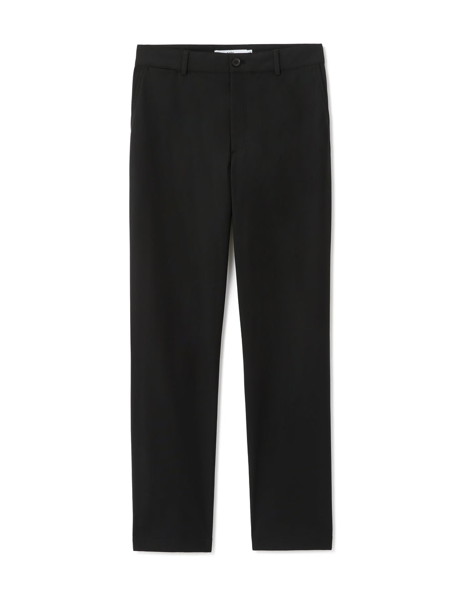 Straight Fit Polyester Casual Trousers - Black