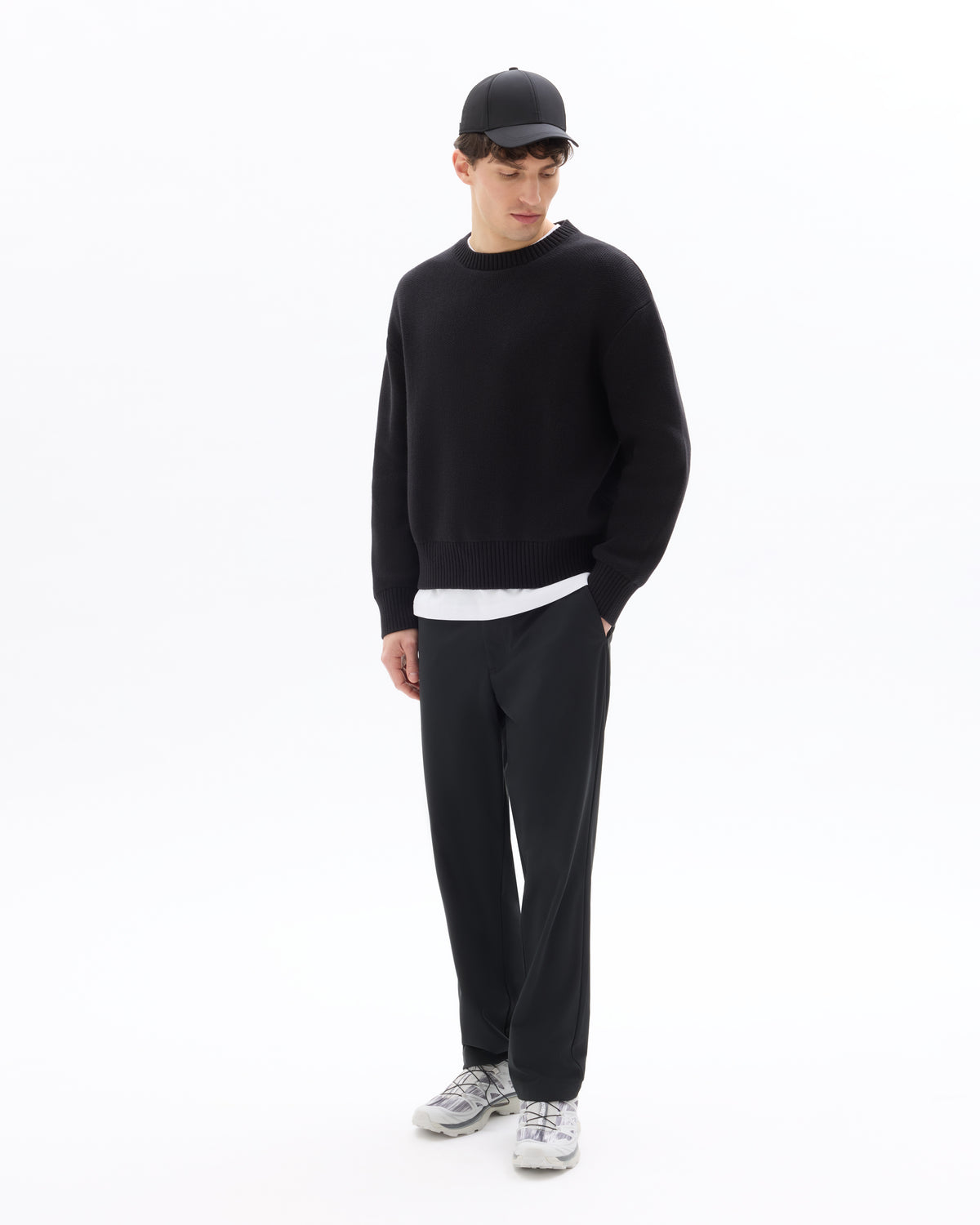 Straight Fit Polyester Casual Trousers - Black