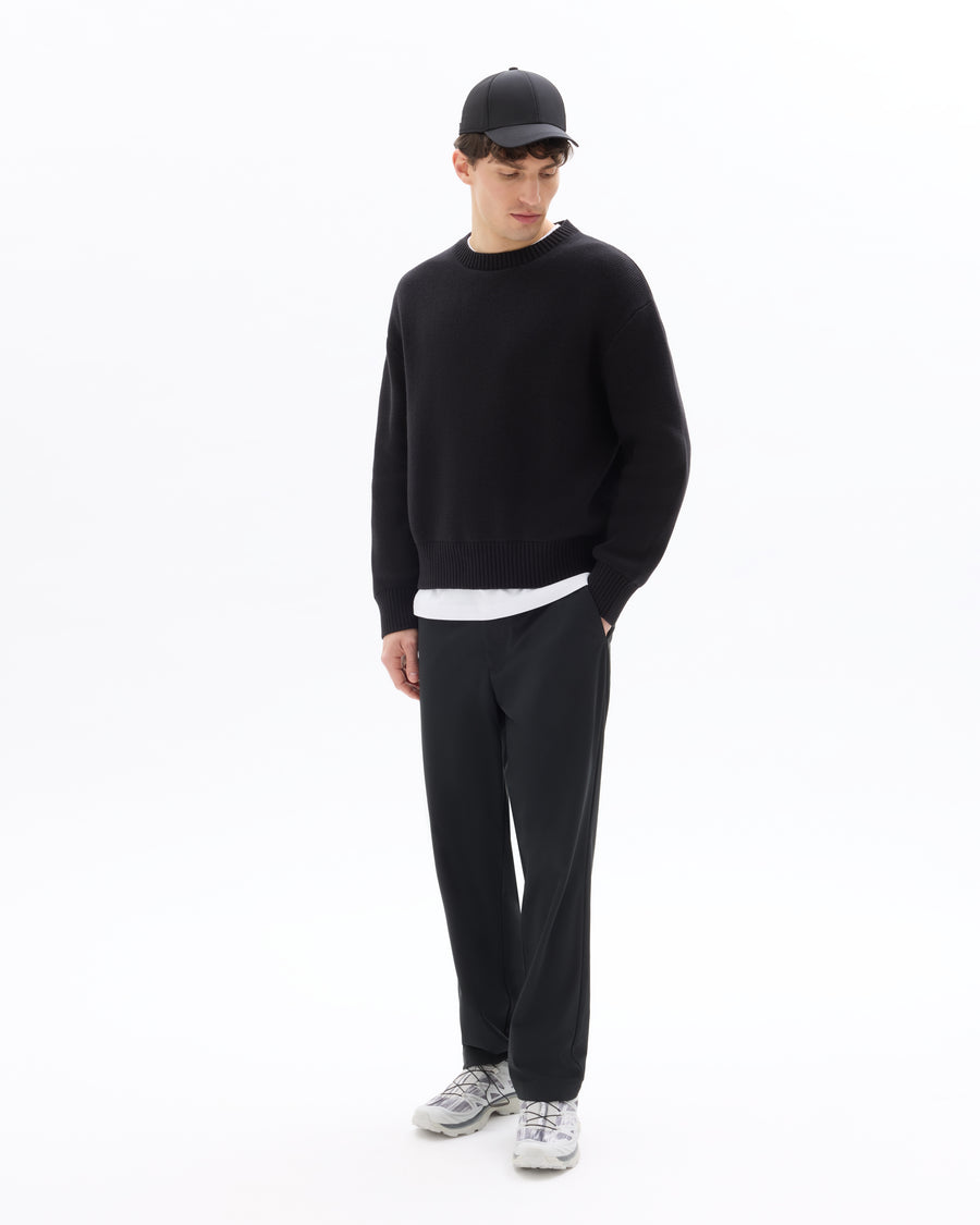 Straight Fit Polyester Casual Trousers - Black