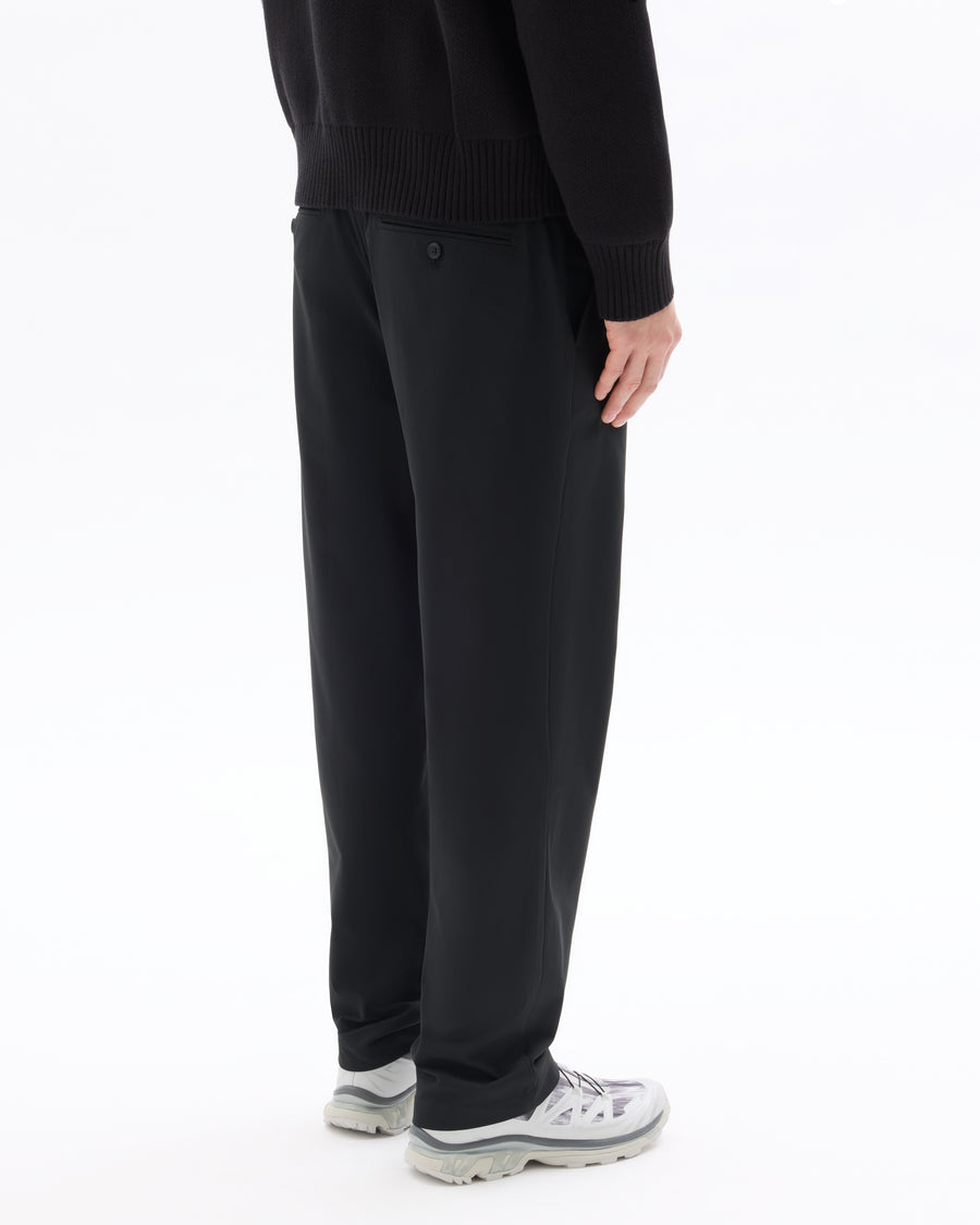 Straight Fit Polyester Casual Trousers - Black