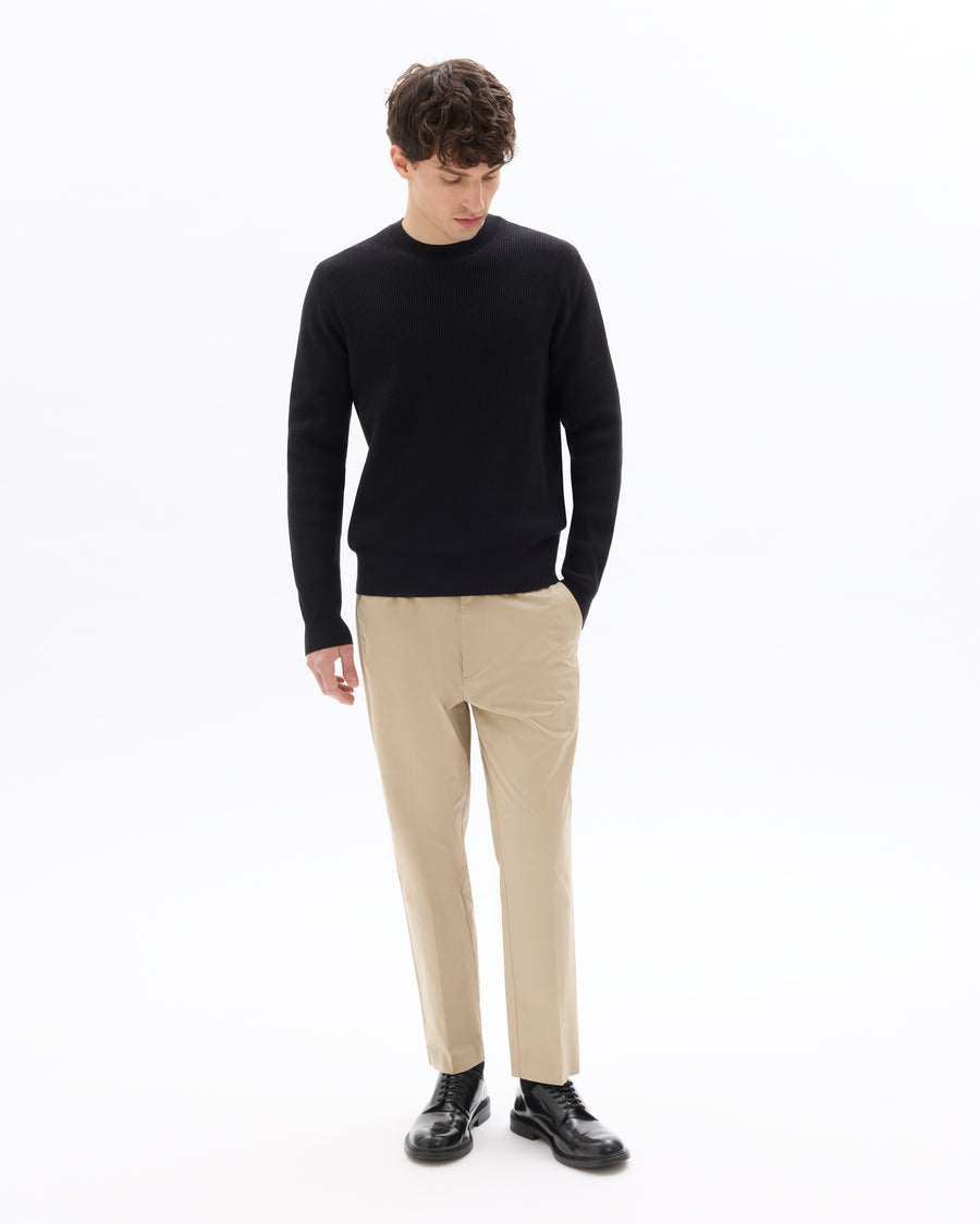 Straight Fit 100% Cotton Solid Casual Trouser - Beige