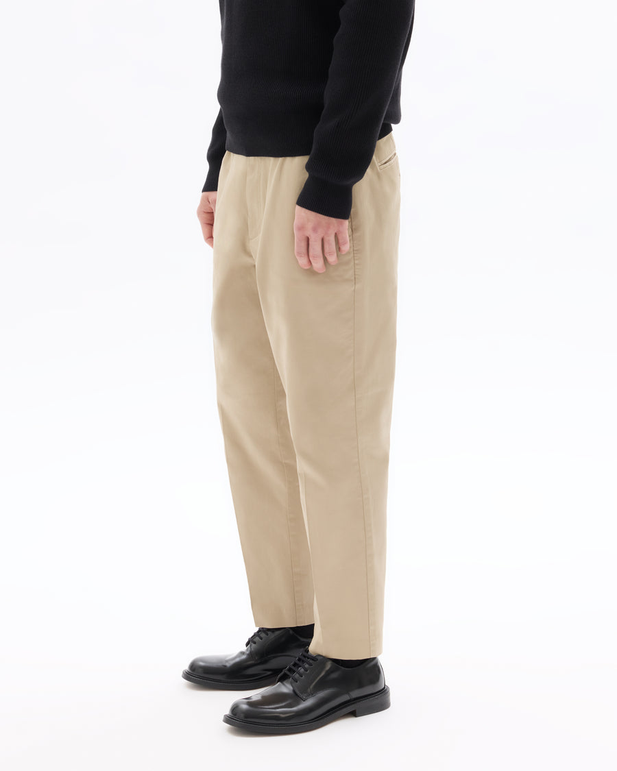 Straight Fit 100% Cotton Solid Casual Trouser - Beige
