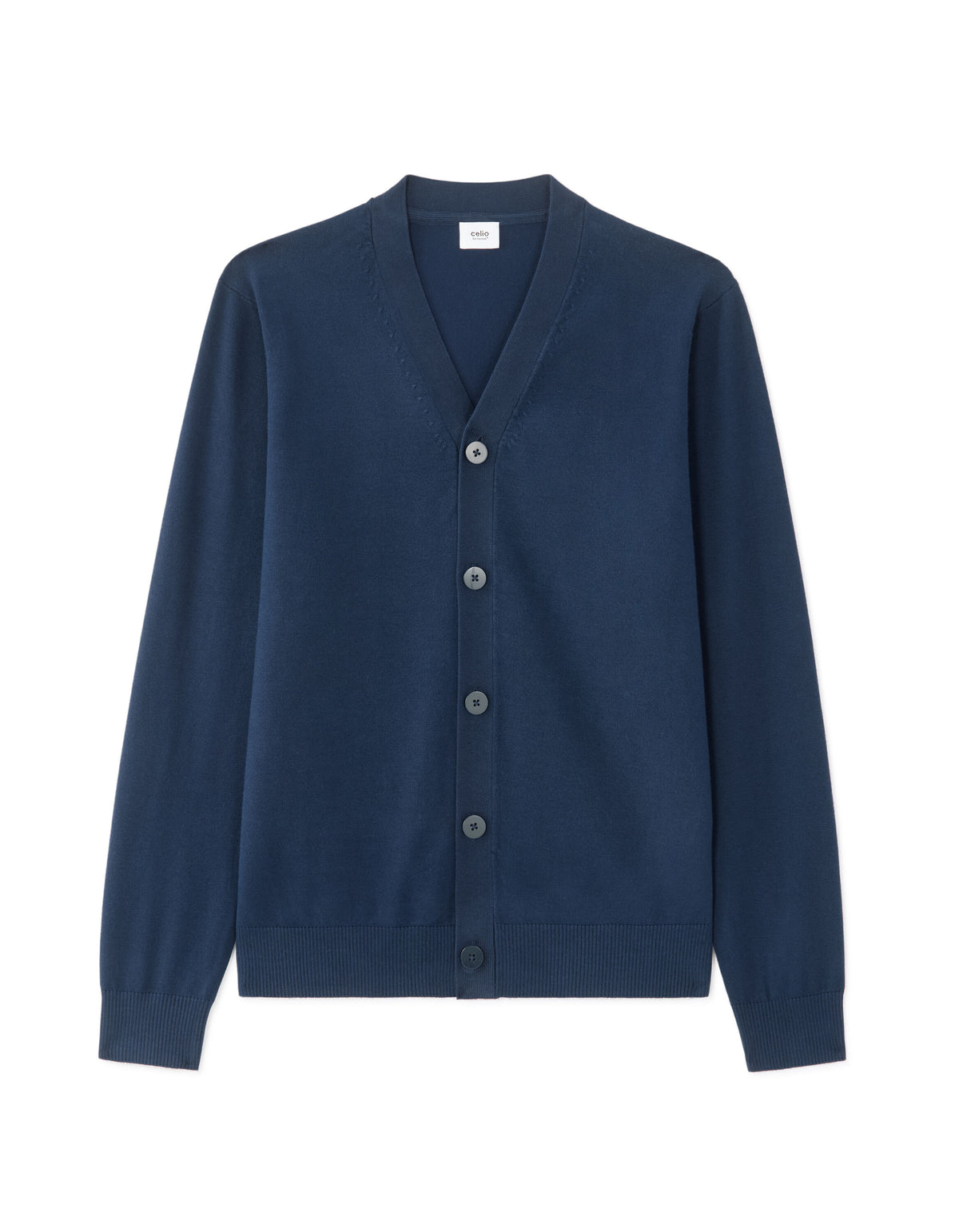 Regular Fit Poly Viscose Knitted V Neck Sweaters - Navy Blue