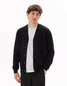 Regular Fit Poly Viscose Knitted V Neck Sweaters - Black