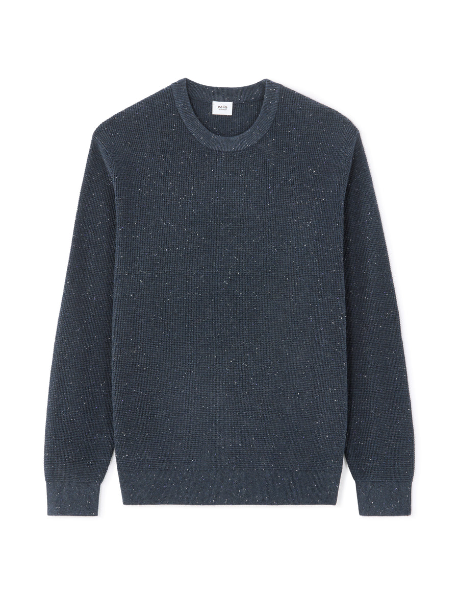 Regular Fit Poly-Cotton Textured Crew Neck Sweaters
