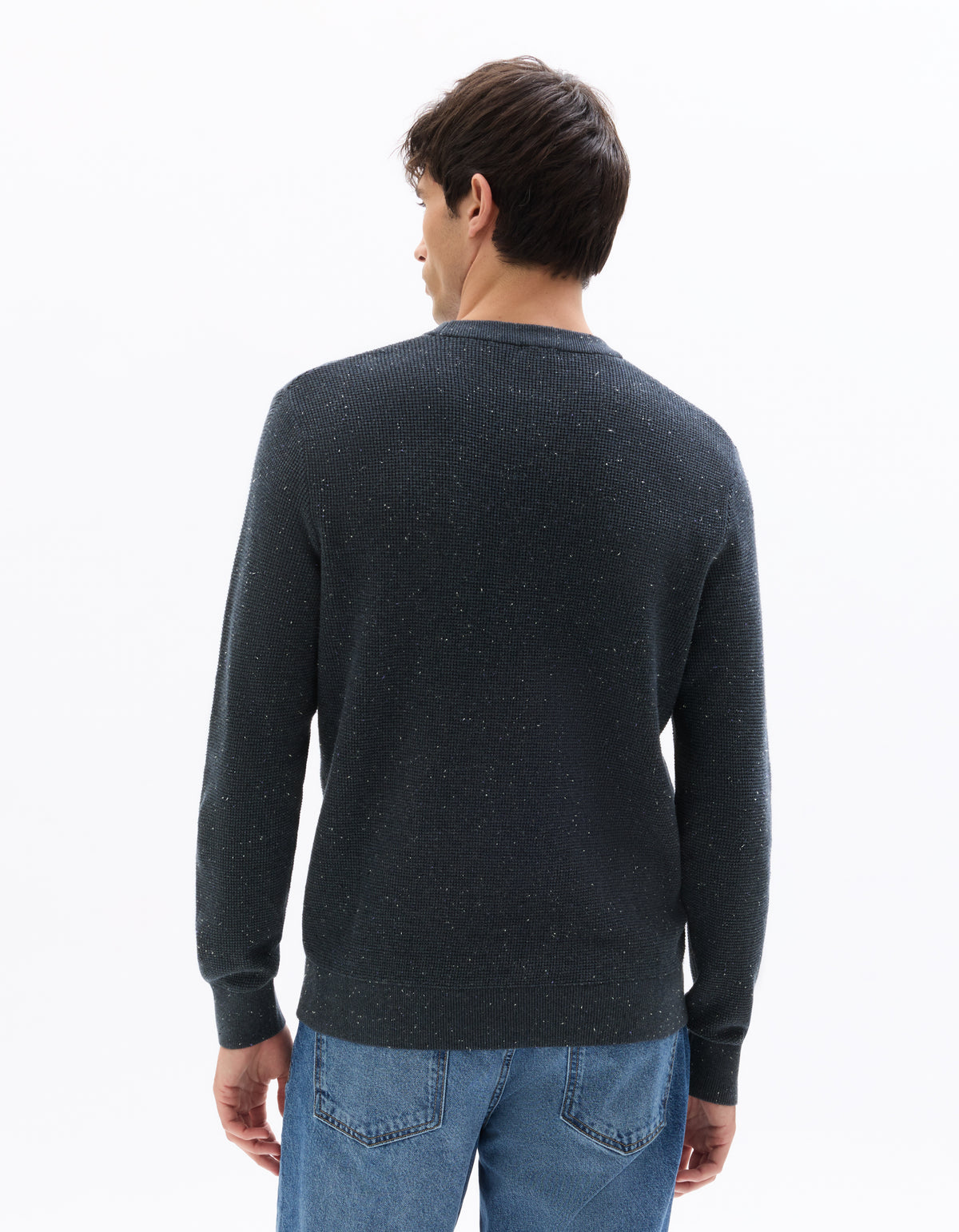 Regular Fit Poly-Cotton Textured Crew Neck Sweaters