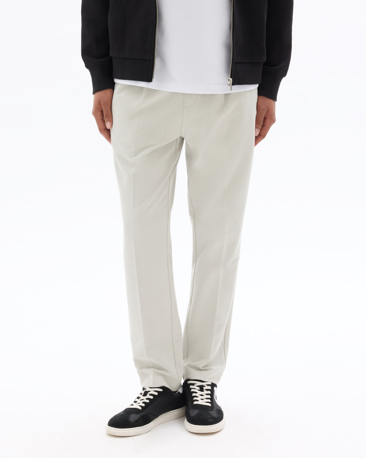Straight Fit Poly-Cotton Solid Casual Trouser - Grey