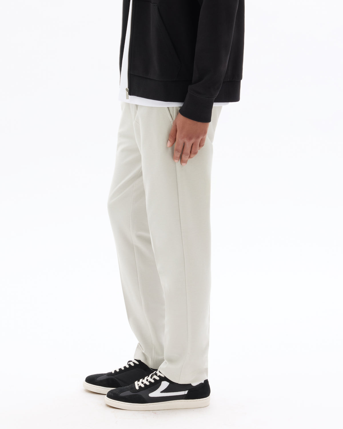 Straight Fit Poly-Cotton Solid Casual Trouser - Grey