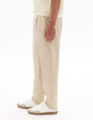 Straight Fit Poly-Cotton Solid Casual Trouser - Beige