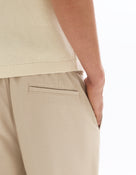 Straight Fit Poly-Cotton Solid Casual Trouser - Beige