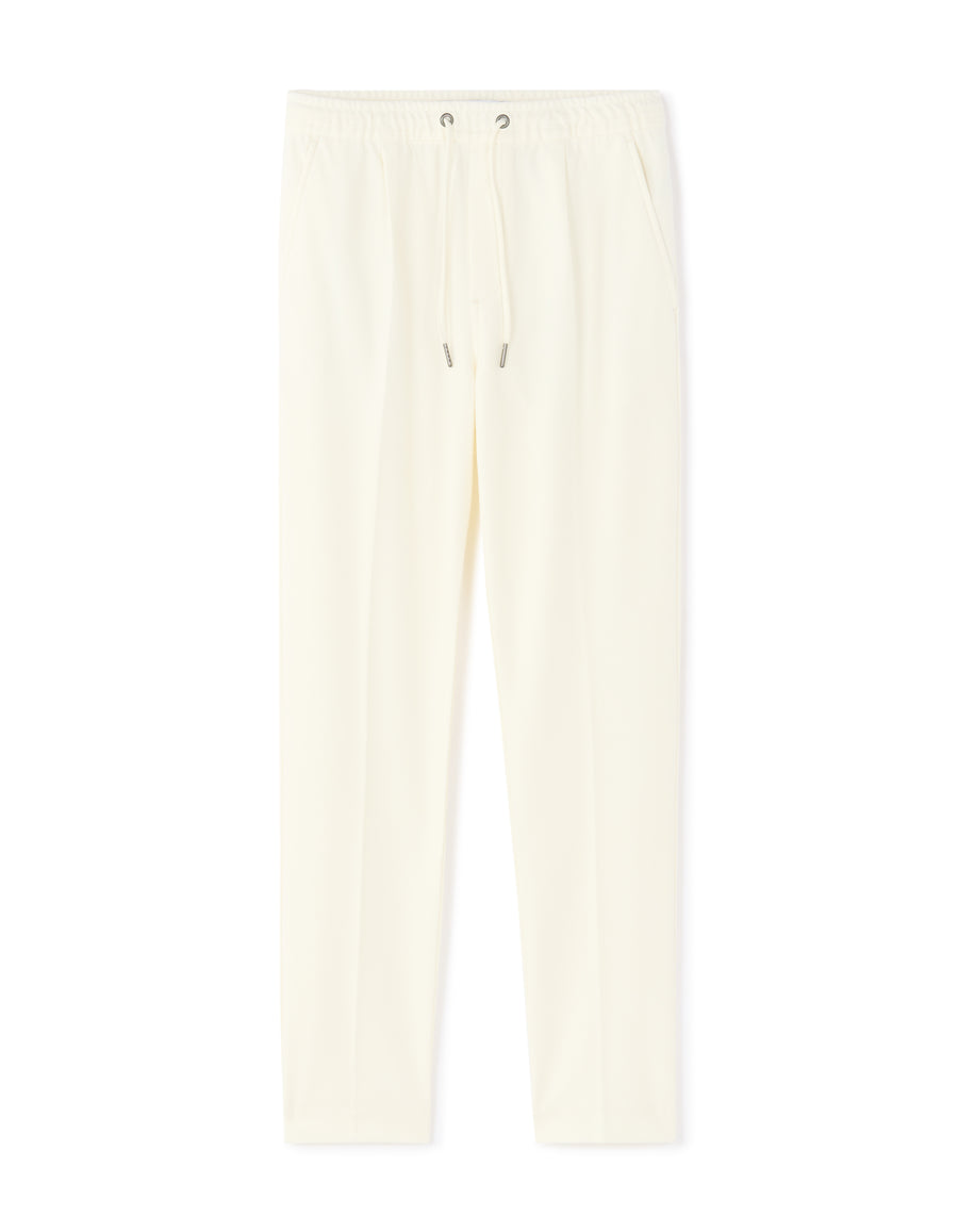 Straight Fit Poly-Cotton Solid Casual Trouser - Off White