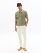 Straight Fit Poly-Cotton Solid Casual Trouser - Off White