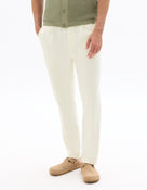 Straight Fit Poly-Cotton Solid Casual Trouser - Off White