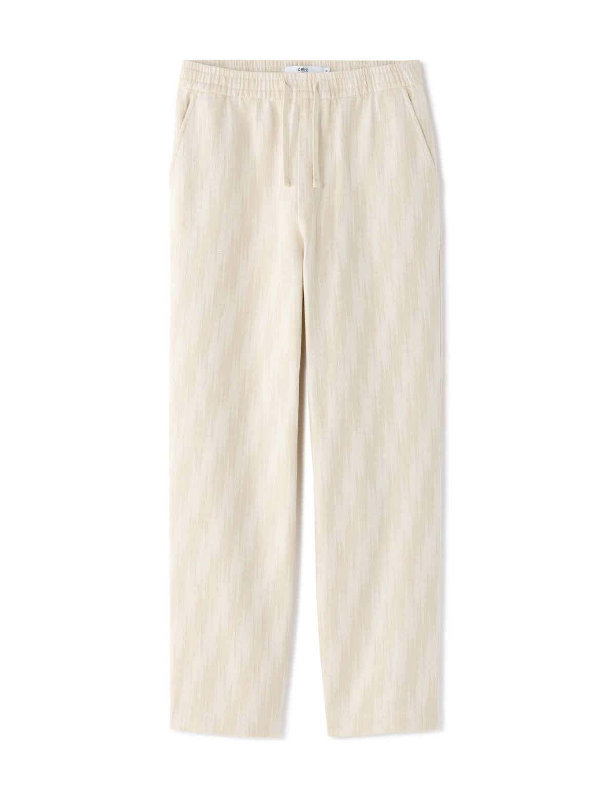 Straight Fit 100% 100% Cotton Printed Casual Trouser - Beige