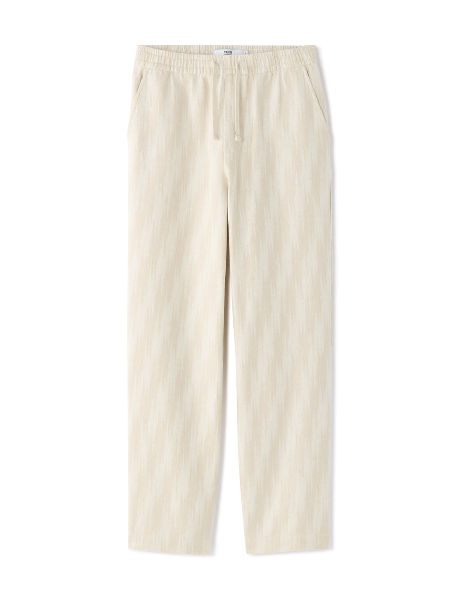 Straight Fit 100% 100% Cotton Printed Casual Trouser - Beige
