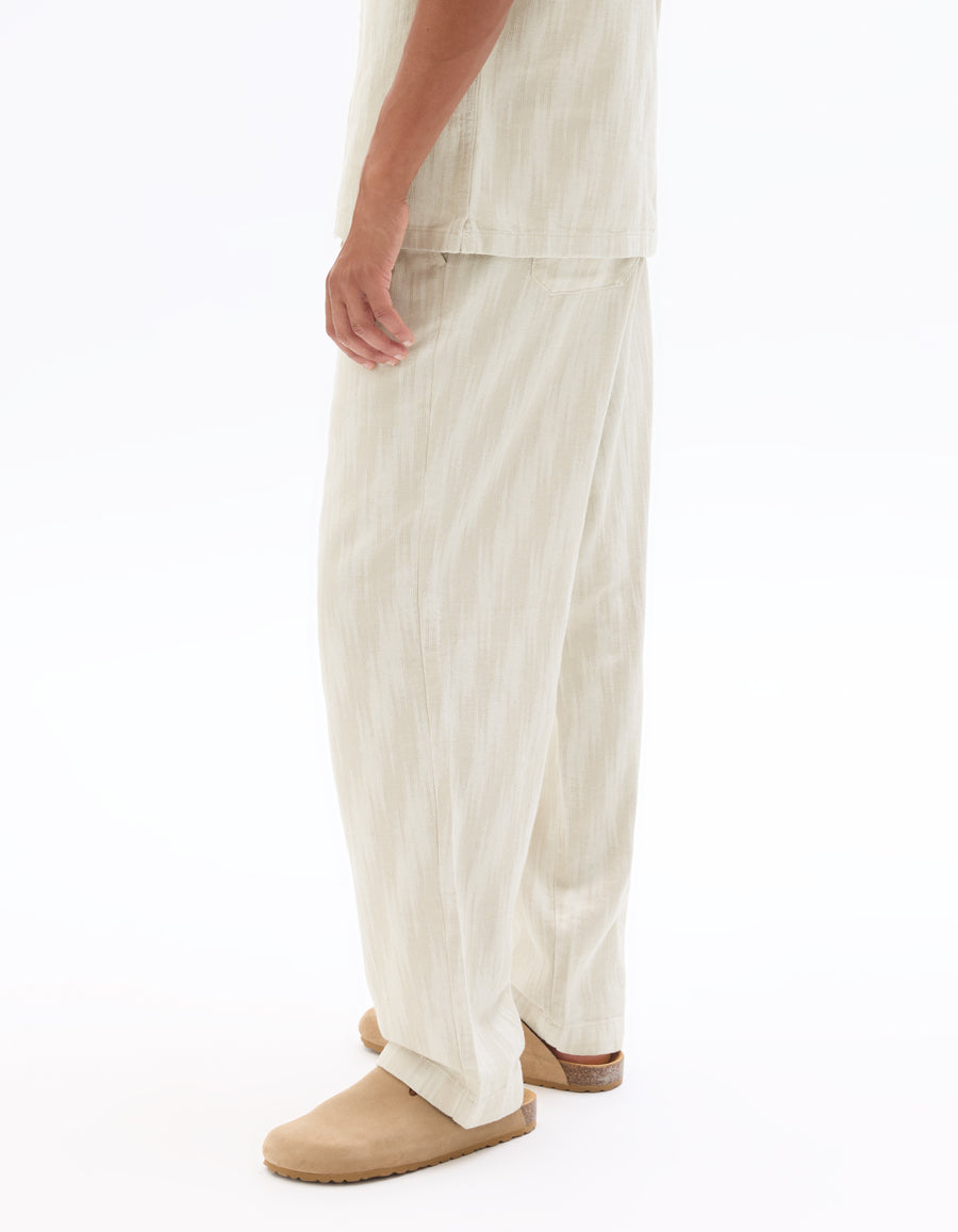 Straight Fit 100% 100% Cotton Printed Casual Trouser - Beige