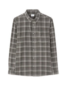 Regular Fit Cotton Blend Checked Spread Collar Shirt - Grey