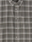 Regular Fit Cotton Blend Checked Spread Collar Shirt - Grey