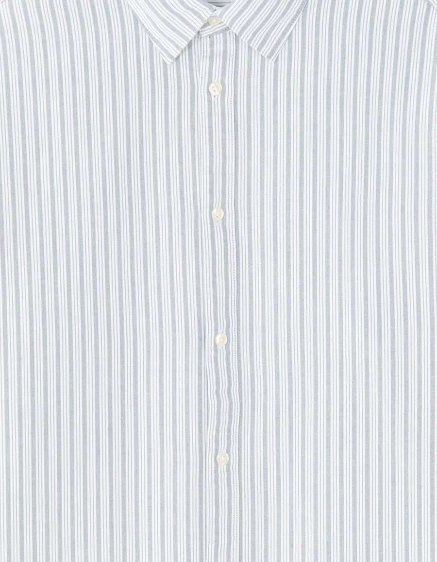 Loose Fit 100% Cotton Spread Collar Shirt - Blue