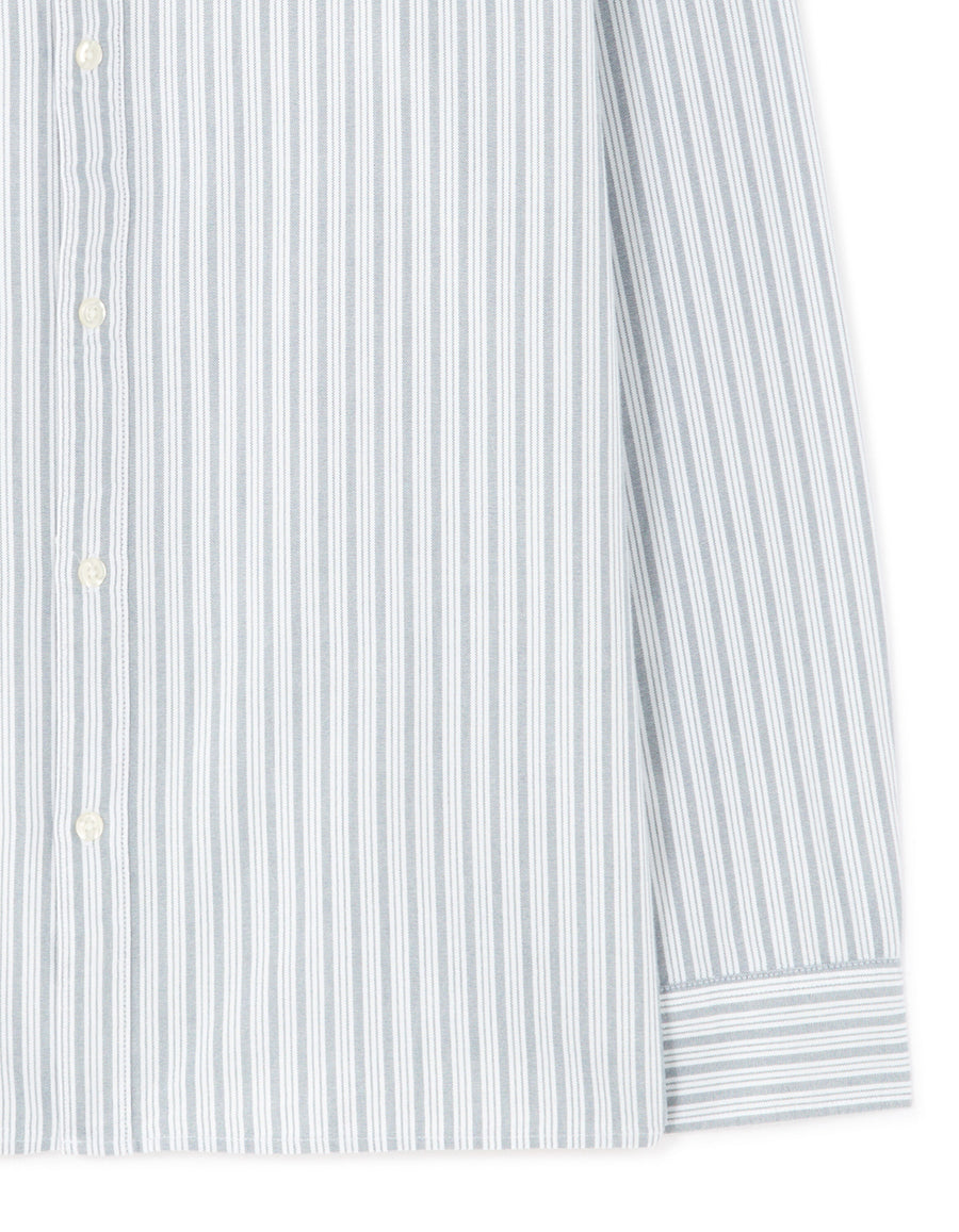 Loose Fit 100% Cotton Spread Collar Shirt - Blue