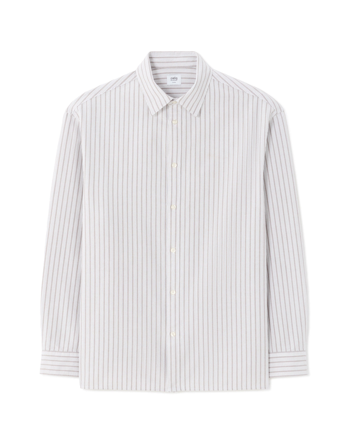 Loose Fit 100% Cotton Spread Collar Shirt - Grey