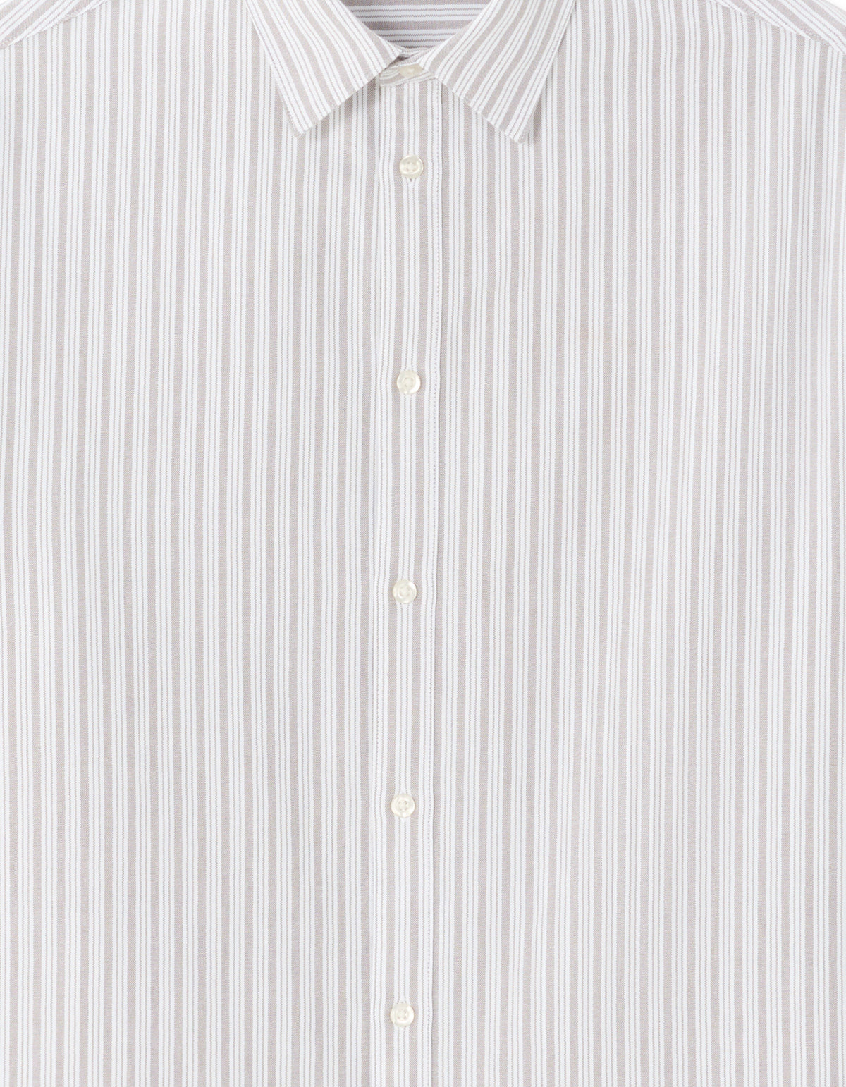 Loose Fit 100% Cotton Spread Collar Shirt - Grey