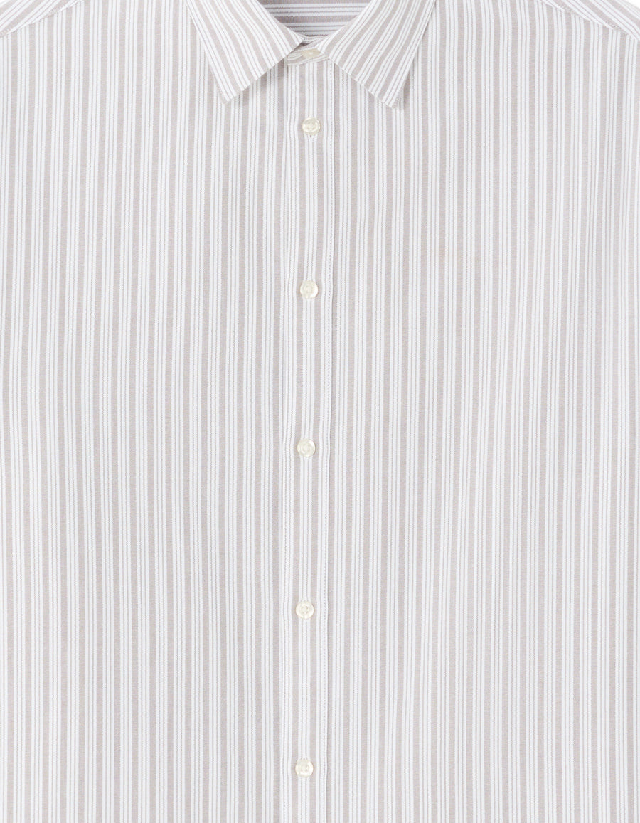 Loose Fit 100% Cotton Spread Collar Shirt - Grey