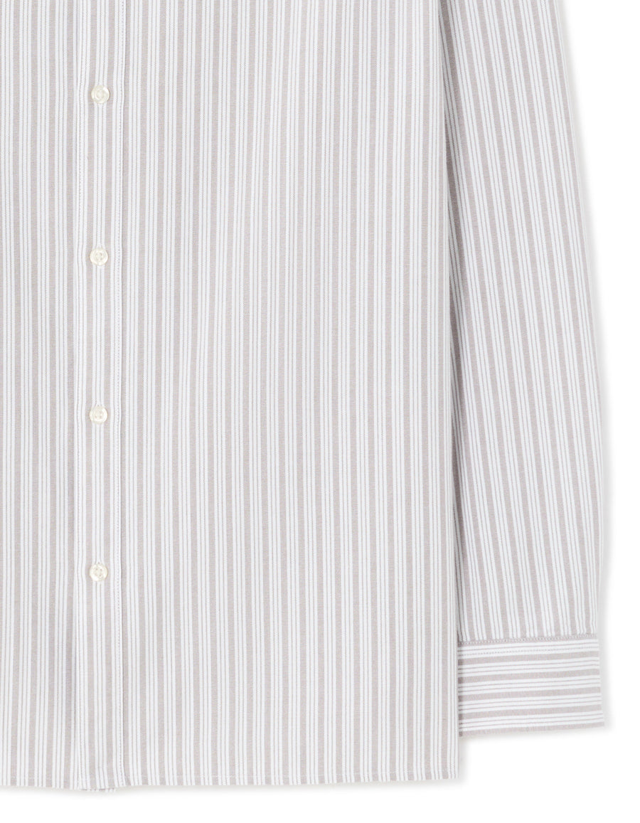 Loose Fit 100% Cotton Spread Collar Shirt - Grey