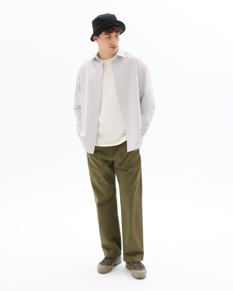 Loose Fit 100% Cotton Spread Collar Shirt - Grey