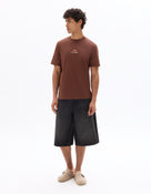 Boxy Fit 100% Cotton Printed Crew Neck T-Shirt - Brown