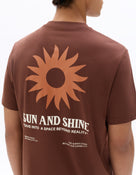 Boxy Fit 100% Cotton Printed Crew Neck T-Shirt - Brown