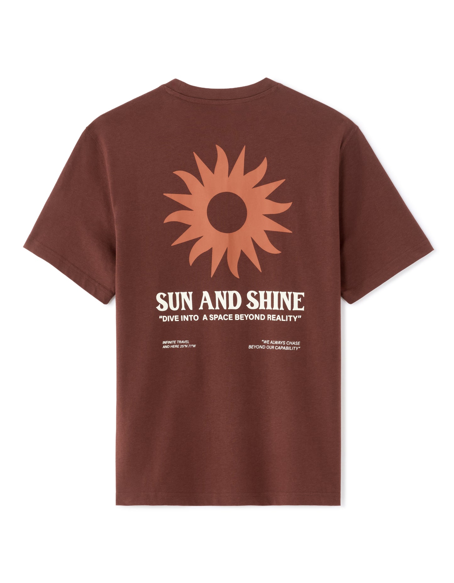Boxy Fit 100% Cotton Printed Crew Neck T-Shirt - Brown