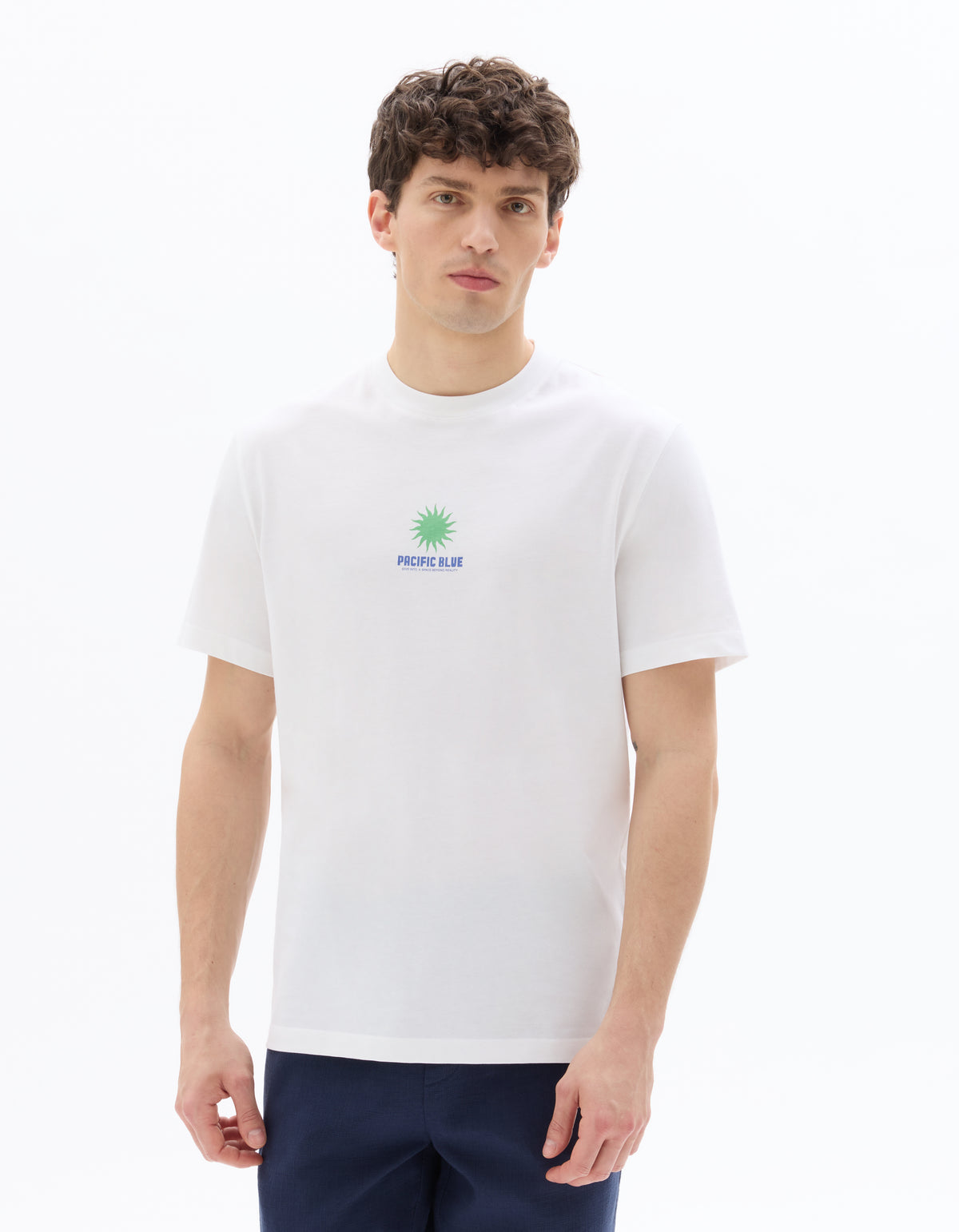 Boxy Fit 100% Cotton Printed Crew Neck T-Shirt - White