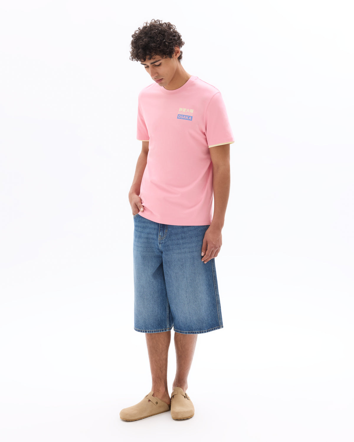 Regular Fit 100% Cotton Printed Round Neck T-Shirt - Pink