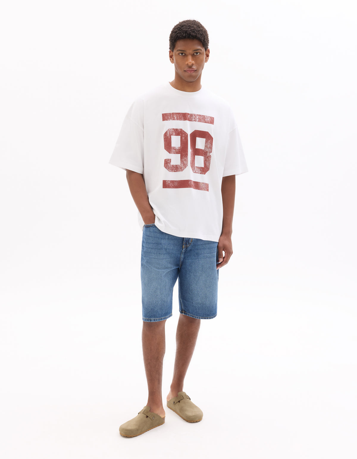 Regular Fit 100% Cotton Printed Crew Neck T-Shirts - Off White