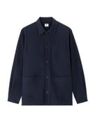 Oversized Fit Cotton Blend Spread Collar Shirt - Navy Blue