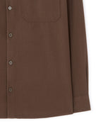 Loose Fit Poly-Viscose Solid Spread Collar Shirts - Brown