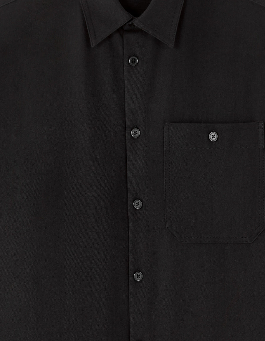 Loose Fit Poly-Viscose Solid Spread Collar Shirts - Black