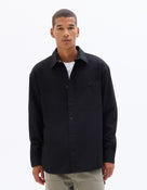 Loose Fit Poly-Viscose Solid Spread Collar Shirts - Black
