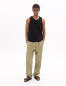 Loose Fit 100% Cotton Solid Casual Trouser - Khaki